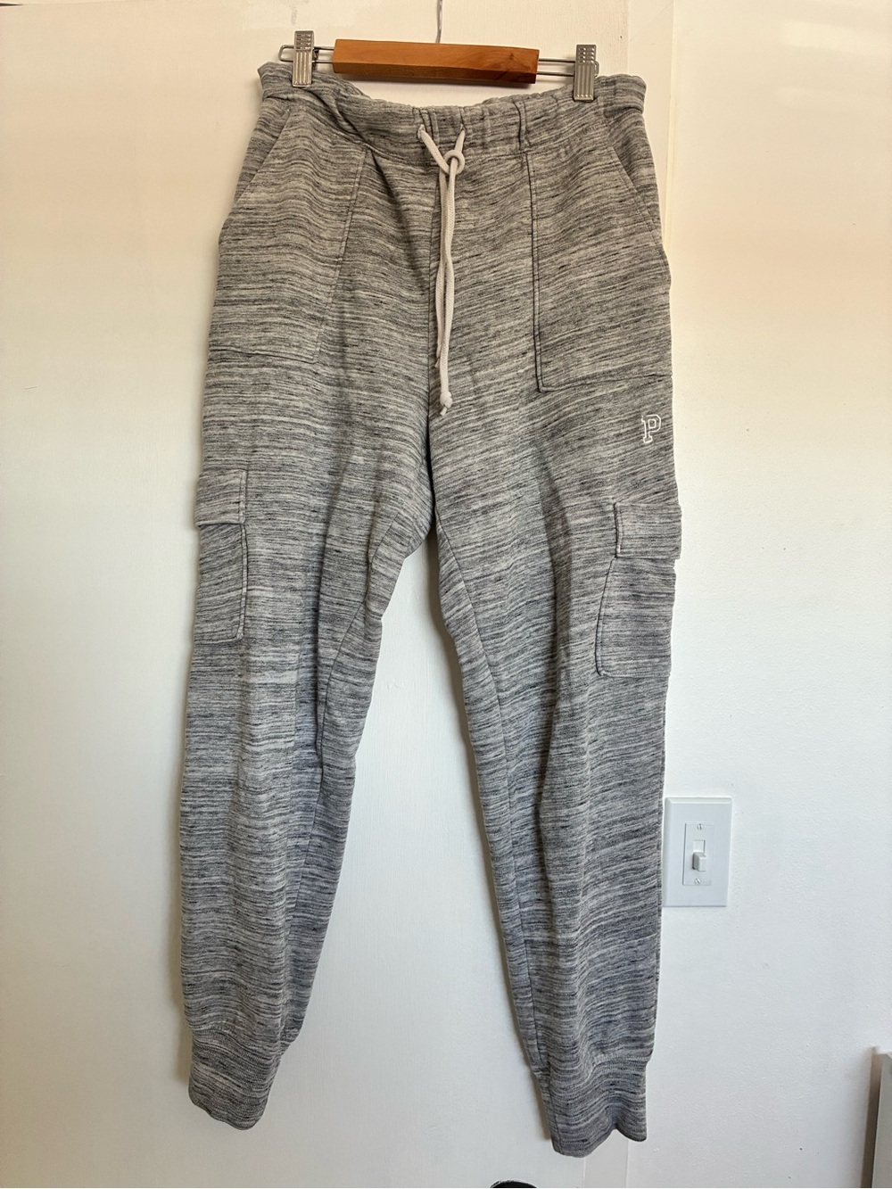 Grey women's Cargo Jogger Pants with Drawstring